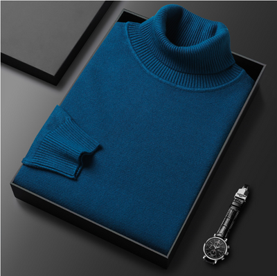 Men’s Turtleneck Sweater - Fine Knit - Ribbed Collar, Cuffs & Hem - Elegant & Warm