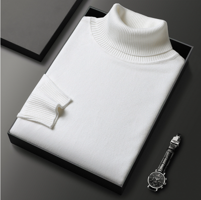 Men’s Turtleneck Sweater - Fine Knit - Ribbed Collar, Cuffs & Hem - Elegant & Warm