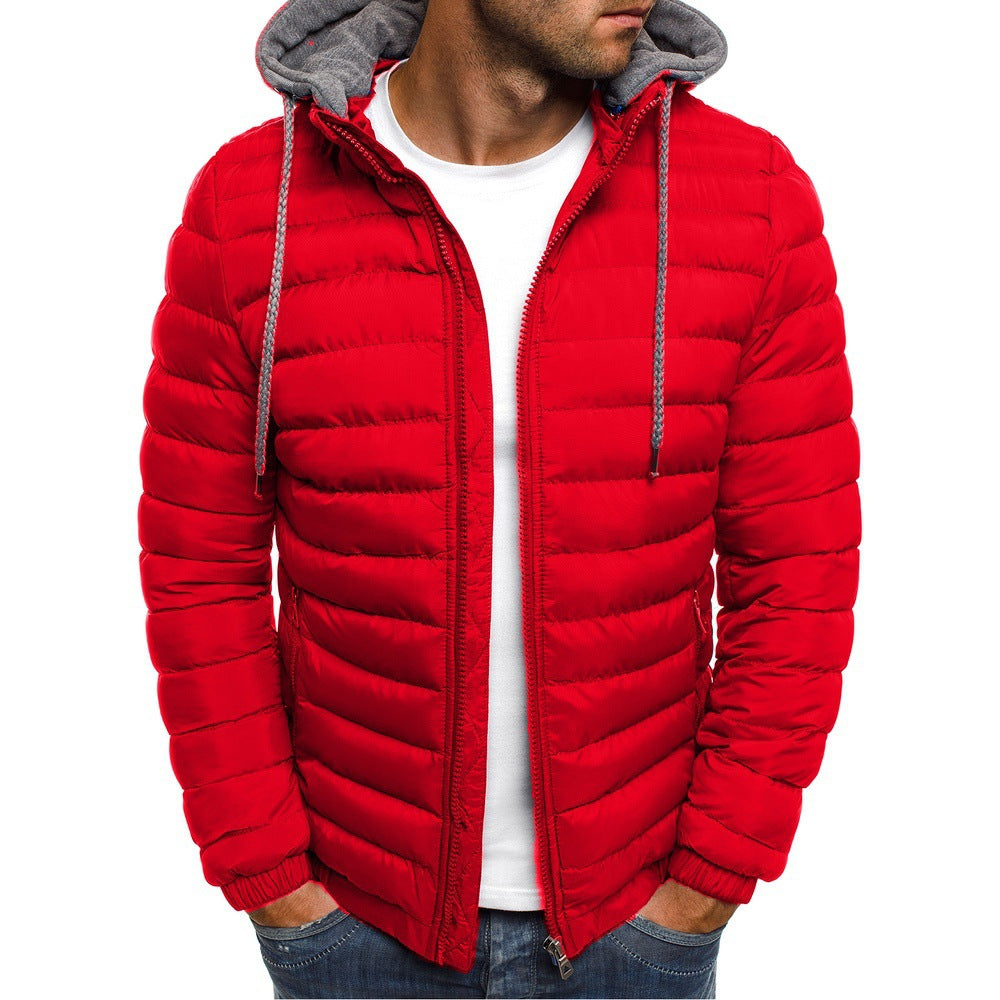 Quilted short hooded puffer jacket for men