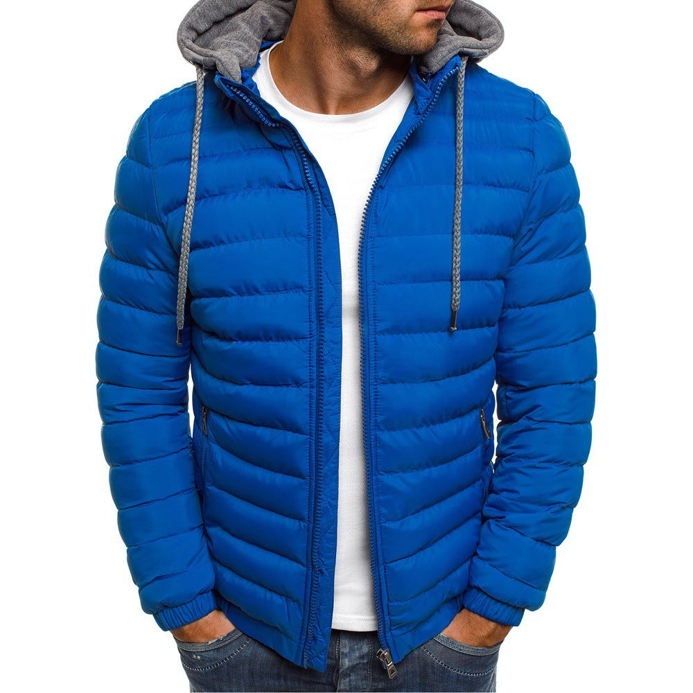 Men’s Hooded Puffer Jacket - Quilted Lightweight Design - Regular Fit - Zip Closure