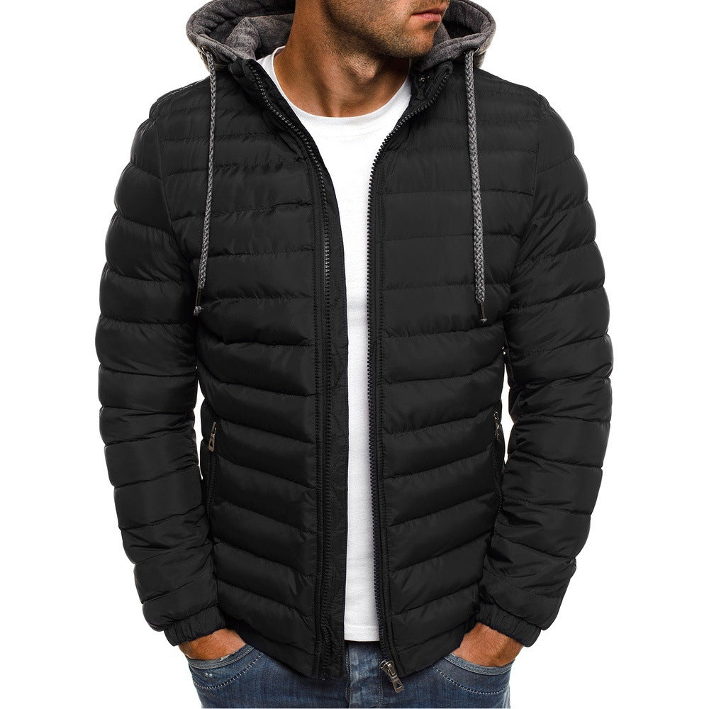 Quilted short hooded puffer jacket for men