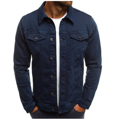 Men’s Denim Jacket – Regular Fit – Button-Up Front – Chest Pockets – Shirt Collar