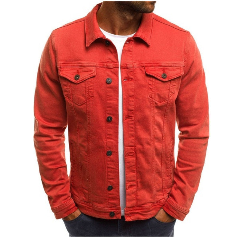 Men’s Denim Jacket – Regular Fit – Button-Up Front – Chest Pockets – Shirt Collar
