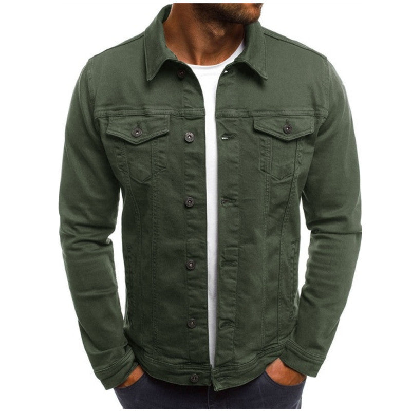 Men’s Denim Jacket – Regular Fit – Button-Up Front – Chest Pockets – Shirt Collar
