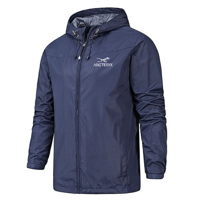 Men’s Hooded Windbreaker - Lightweight Zip-Up Jacket - Water-Resistant Casual Outerwear