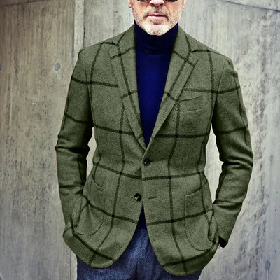 Men's Blazer - Tailored Fit - Large Check Pattern - Single-Breasted Two-Button Design