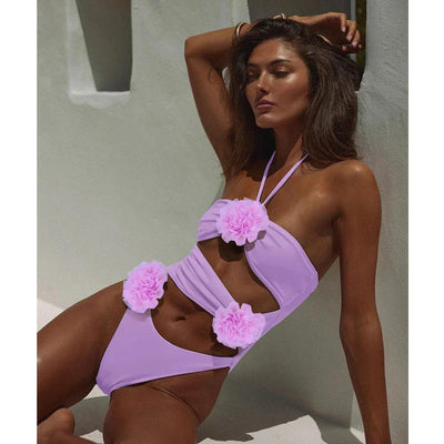 Floral One-Piece Swimsuit for Women – Elegant Cut-Out Monokini