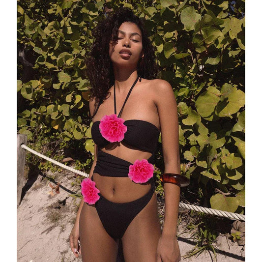 Floral One-Piece Swimsuit for Women – Elegant Cut-Out Monokini