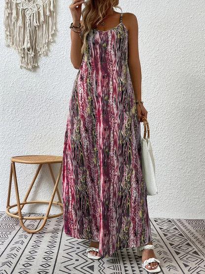 Women’s Maxi Dress - Lightweight Fabric - Spaghetti Straps - Relaxed Fit - Flowy Silhouette