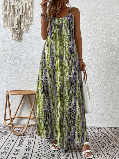 Women’s Maxi Dress - Lightweight Fabric - Spaghetti Straps - Relaxed Fit - Flowy Silhouette
