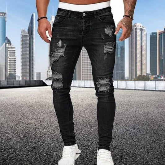 Men's flocked skinny jeans