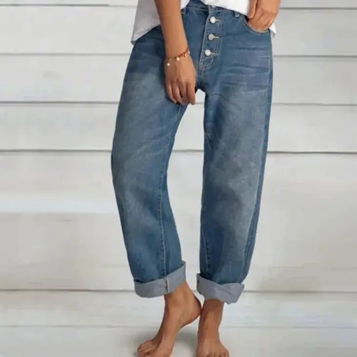 Women's high-waisted casual loose denim jeans