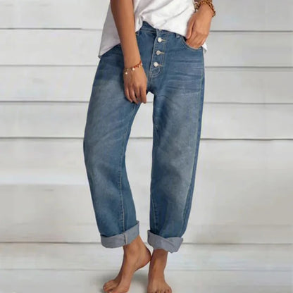 Women's high-waisted casual loose denim jeans