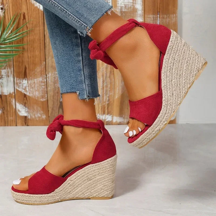 Women's Espadrille Wedge Sandals with Laces and Open Toe