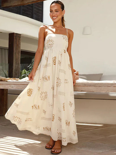 Women’s Maxi Dress – Spaghetti Straps – A-Line Fit – Lightweight Casual Wear