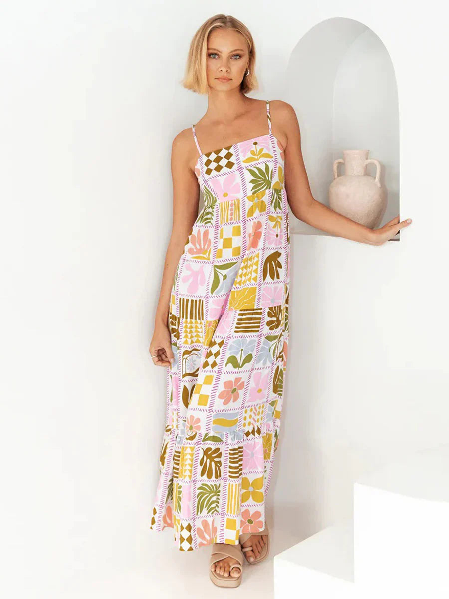 Women’s Maxi Dress – Spaghetti Straps – A-Line Fit – Lightweight Casual Wear