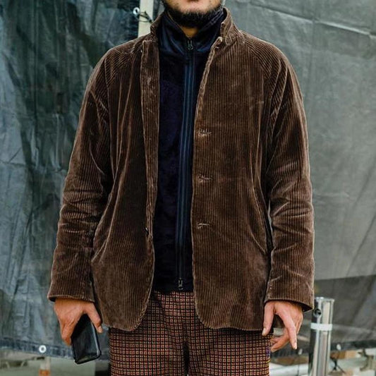 Men’s Corduroy Jacket – Relaxed Fit – Button Front – Hip Length Casual Wear