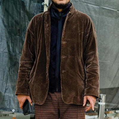 Men’s Corduroy Jacket – Relaxed Fit – Button Front – Hip Length Casual Wear