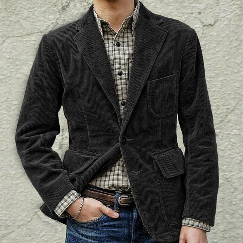 Men’s Corduroy Blazer – Tailored Fit – Notched Lapel – 2-Button – Smart Casual