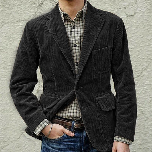 Men’s Corduroy Blazer – Tailored Fit – Notched Lapel – 2-Button – Smart Casual