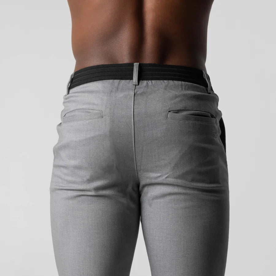 Men’s Slim-Fit Dress Trousers - Stretch Cotton - Flat Front - Business Casual
