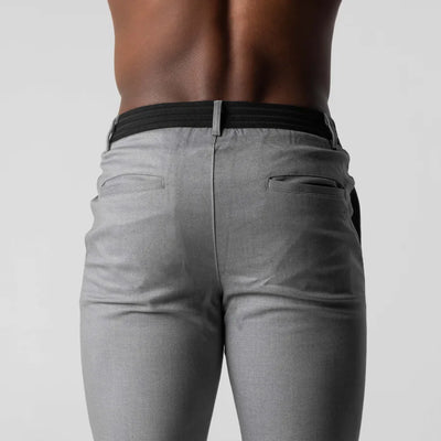 Men’s Slim-Fit Dress Trousers - Stretch Cotton - Flat Front - Business Casual