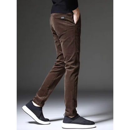 Men's thick corduroy pants with fleece lining and back pockets