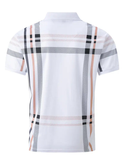 Men’s Polo Shirt - Plaid Pattern - Slim Fit - Short Sleeve Classic Casual Wear