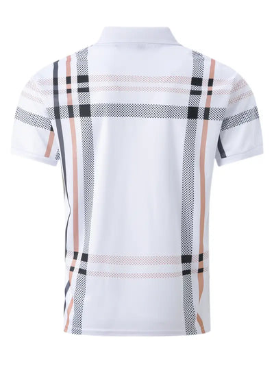 Men’s Polo Shirt - Plaid Pattern - Slim Fit - Short Sleeve Classic Casual Wear