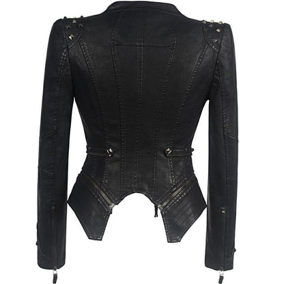 Women's pu leather jacket with studs