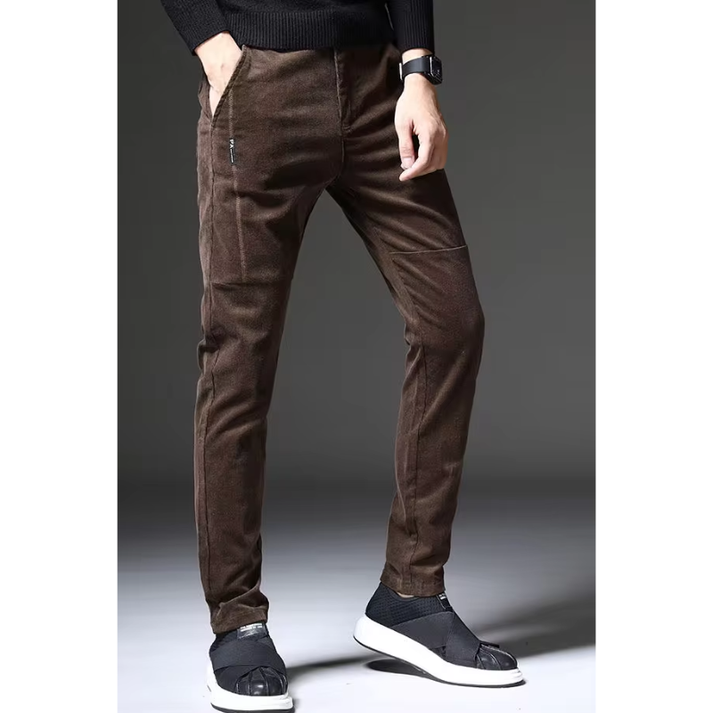 Men's thick corduroy pants with fleece lining and back pockets