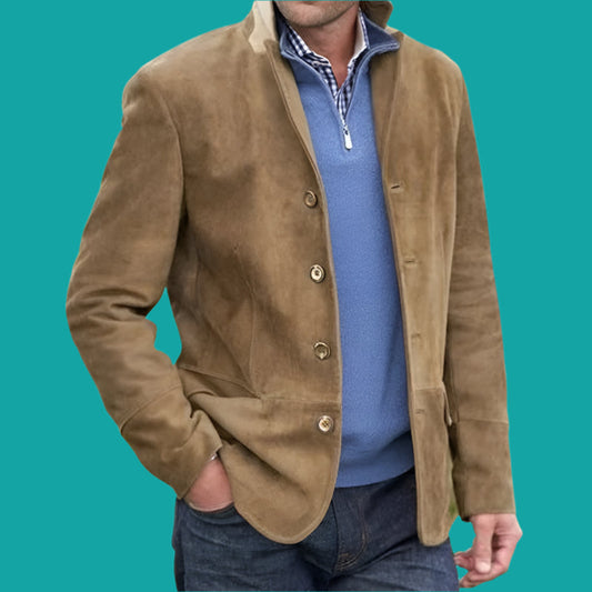 Men’s Casual Jacket – Regular Fit – Stand Collar – Button Front