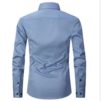 Men's slim fit shirt with contrast buttons long sleeves