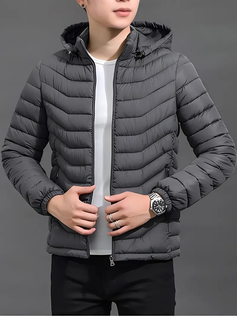 Men's quilted jacket with hood