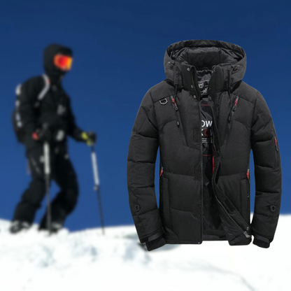 Men's casual down jacket with detachable hood