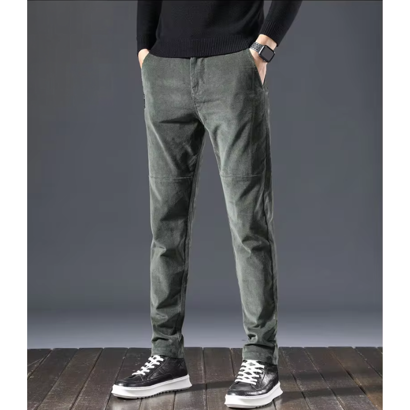 Men's thick corduroy pants with fleece lining and back pockets