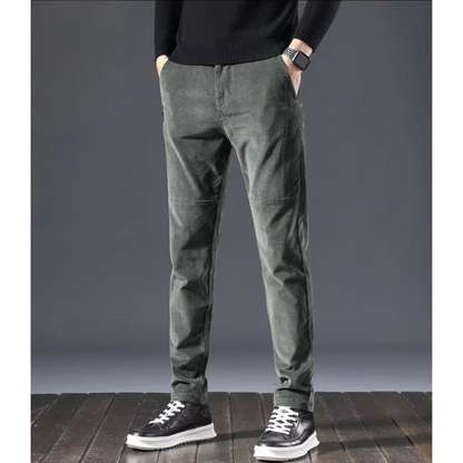 Men's thick corduroy pants with fleece lining and back pockets