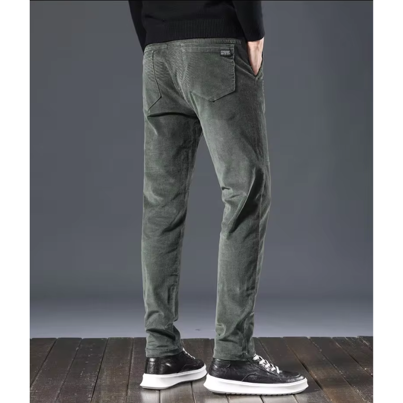 Men's thick corduroy pants with fleece lining and back pockets