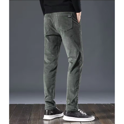 Men's thick corduroy pants with fleece lining and back pockets
