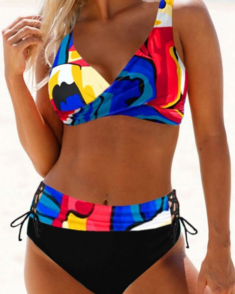 Women’s Bikini Set – Twist Front Top – Adjustable Tie Bottoms – Quick-Dry Stretch Fabric