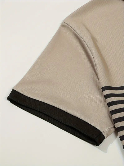Men’s Polo Shirt - Slim Fit - Striped Design - Short Sleeve Casual Wear