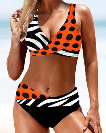 Women’s Bikini Set – Twist Front Top – Adjustable Tie Bottoms – Quick-Dry Stretch Fabric