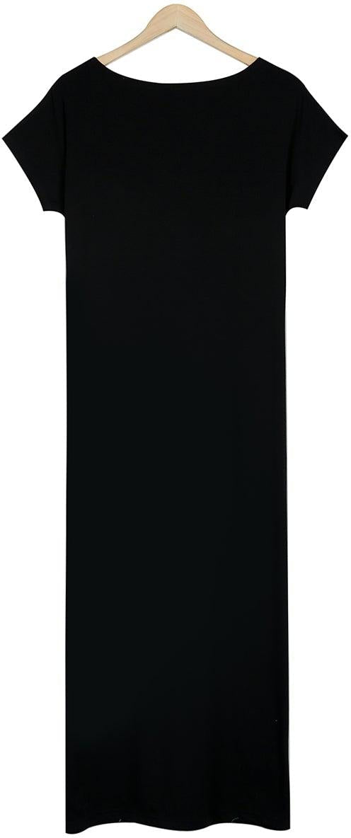 Women’s Maxi Dress – Soft Lightweight Fabric – Short Sleeve – Relaxed Fit – Crew Neck – Side Slit – Pockets
