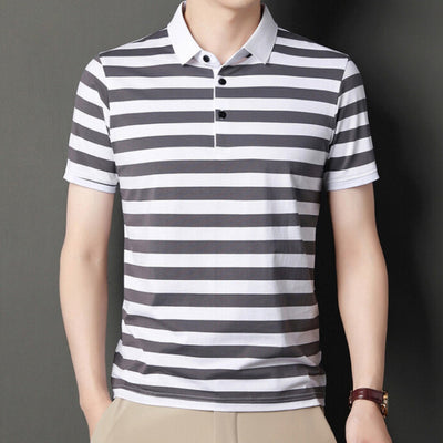 Men’s Polo Shirt – Slim Fit – Soft Knit – Short Sleeve – Striped Casual Style