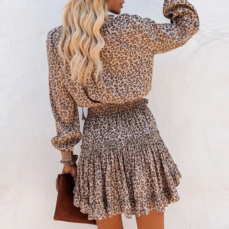 Leopard Print Midi Dress for Women