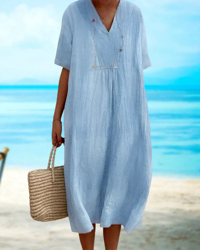 Elegant Women's Summer Dress - Mid Sleeve - MIdi Length