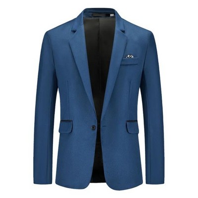 Men's Blazer – Tailored Slim Fit – Breathable Blend – Single Button – Flap Pockets