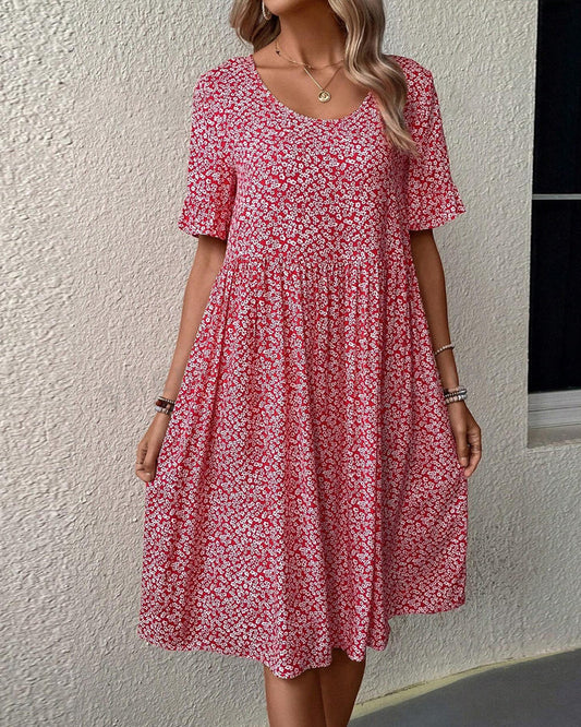 Elegant Floral Pattern Dress - Lightweight & Breathable
