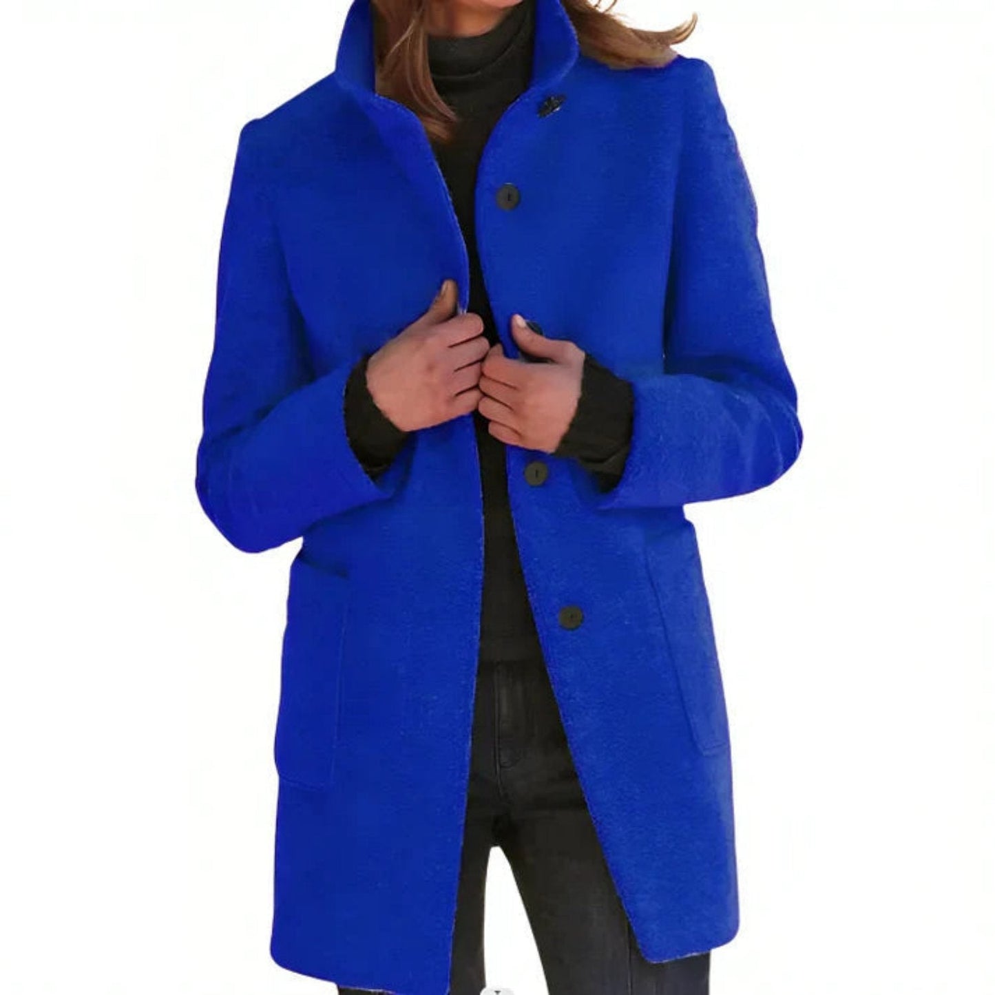 Women's Wool Coat - Elegant Tailored Fit - Single Breasted - Timeless Chic Style