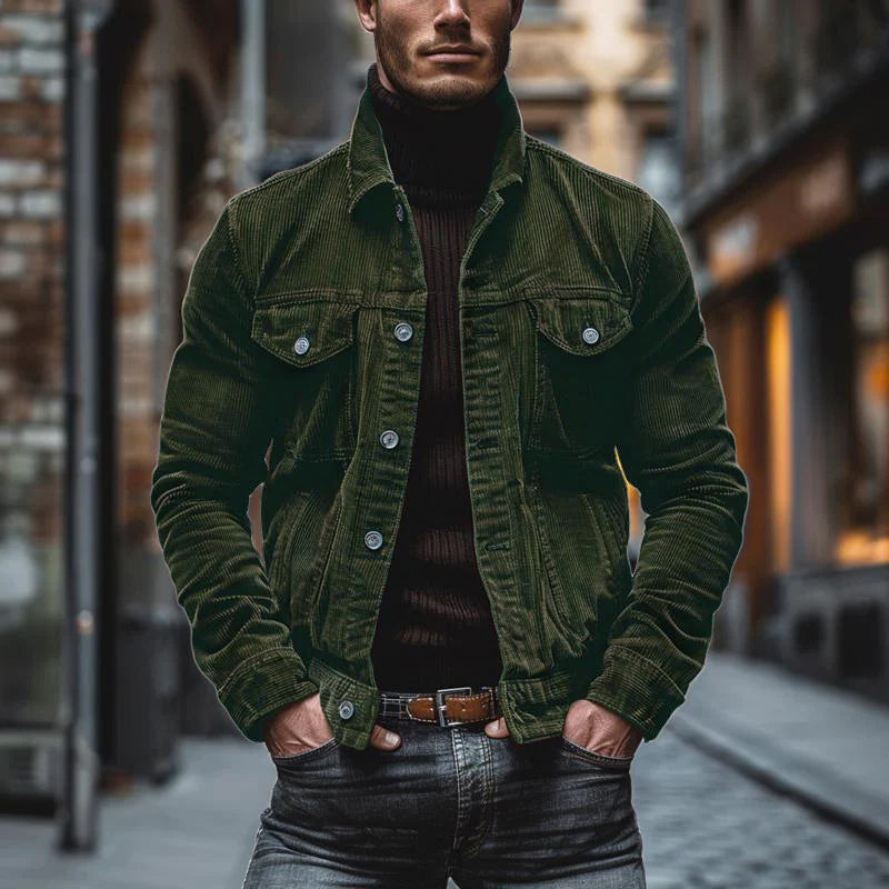 Men’s Jacket – Structured Fit – Lapel Collar – Buttoned Front – Chest Pockets